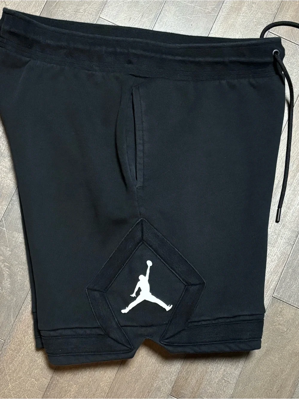 Nike Jordan Essential Fleece Diamond Shorts Mens L Large Black Gym Sweat Shorts